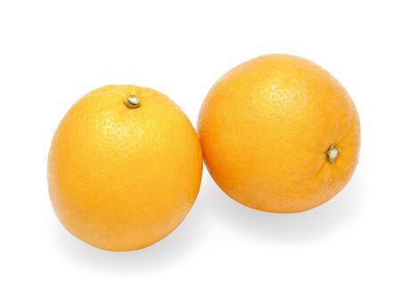 Close up fresh orange isolated on a whiteの写真素材