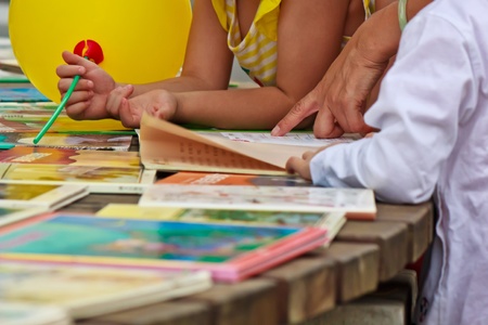 Accompany the child to read for Seeking knowledgeの写真素材