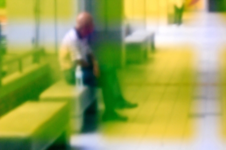 The blurry Shadow of Lonely Old people who Sitting aloneの写真素材
