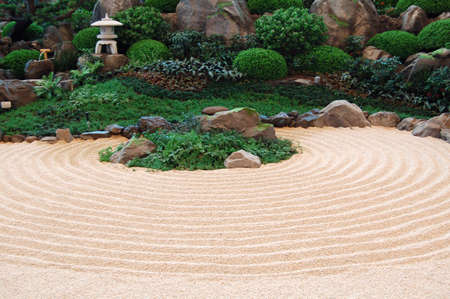 Elegant Traditional Japanese Courtyard with Zen Buddhismの写真素材