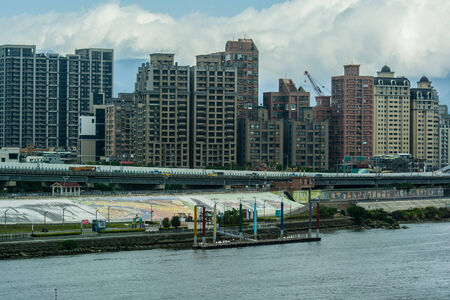 Taipei buildings and river viewsのeditorial素材