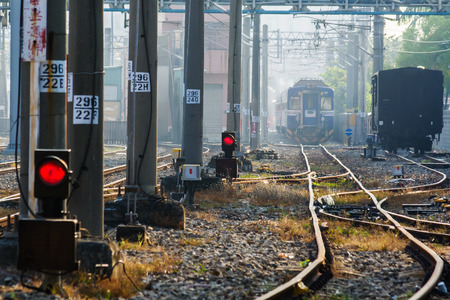 The Facility of Railway and traffic light for Trainのeditorial素材