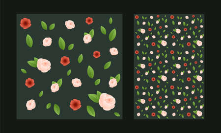 Traditional floral pattern with peony and green leaves. Decoration for greeting card and packaging paper. Seamless texture.のイラスト素材