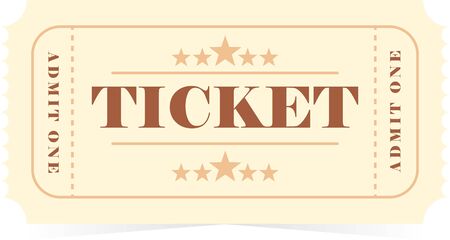 Ticket icon, design, template. Realistic ticket. Admit one. Retro cinema or movie ticket. Vector illustration in the flat style isolated on white backgroundのイラスト素材