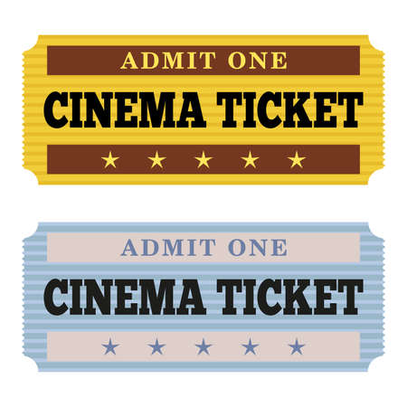 Cinema ticket. Admit one. Vector illustration isolated on white background.のイラスト素材