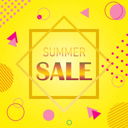 Summer sale bright banner. Memphis style.のイラスト素材