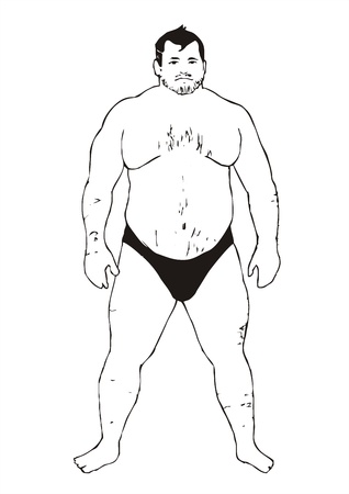 chubby man nude sketch のイラスト素材