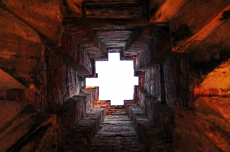 inside ancient tower in Ayutthaya architect  の写真素材
