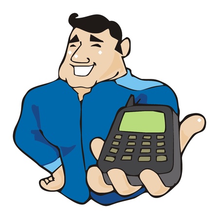 messenger with smart phone network technology cartoon vectorのイラスト素材