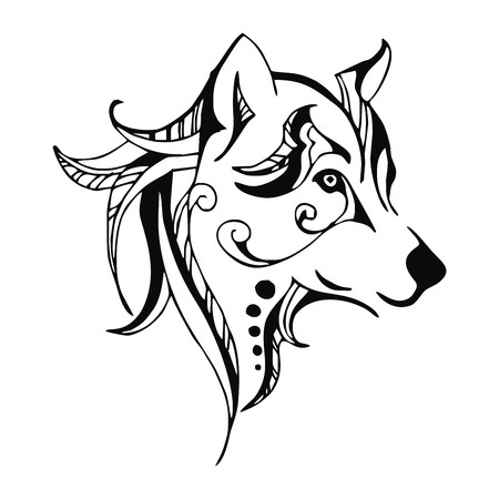 wolf head tattoo vectorのイラスト素材