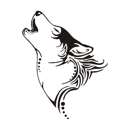 leader wolf bay tribal tattoo vector のイラスト素材