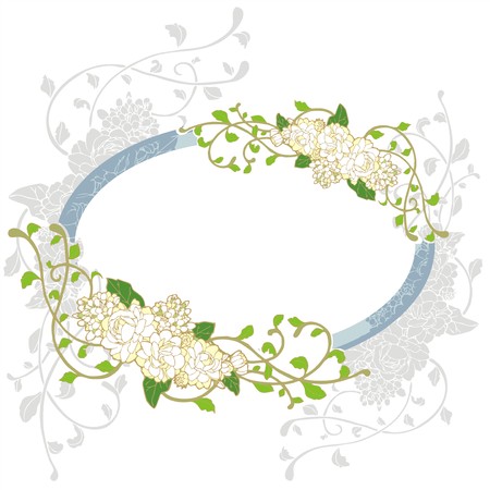 jasmine flower vintage frame greeting cardのイラスト素材