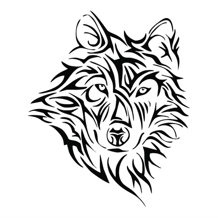 Wolf head tattoo tribe vectorのイラスト素材