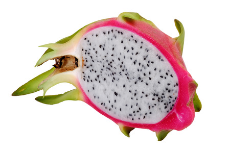 Pitaya or Dragon fruit Slice with White isolated Backgroundの写真素材