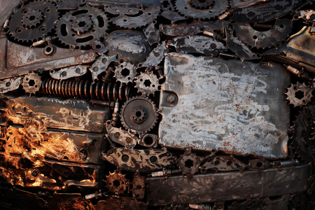 Recycle rough metal cogwheel texture backgroundの写真素材