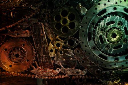 Recycle rough metal cogwheel texture backgroundの写真素材