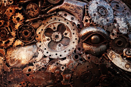 Recycle rough metal cogwheel texture backgroundの写真素材