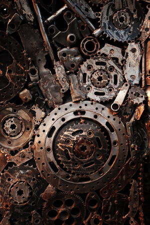 Recycle rough metal cogwheel texture backgroundの写真素材