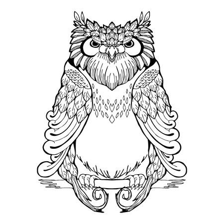 Owl tribal tattoo.のイラスト素材