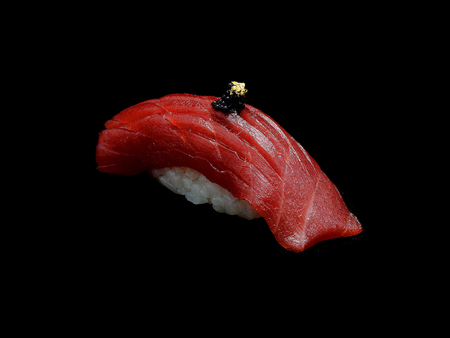 Chutoro is the name for medium fatty tuna when served in sushi restaurant. A Blue fin tuna yields Akami (red meat). Chu toro Shushi is slide tuna with Japanese rice. Japanese tradition mealの写真素材