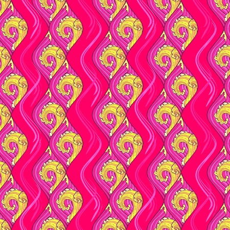 river sea ocean Chinese Oriental seamless pattern vector background  with pink and yellow color toneのイラスト素材