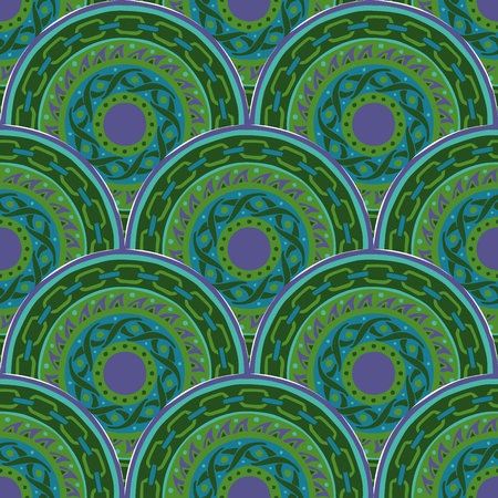Africa tribal tattoo scale design with chain seamless pattern background white violet blue and green toneのイラスト素材