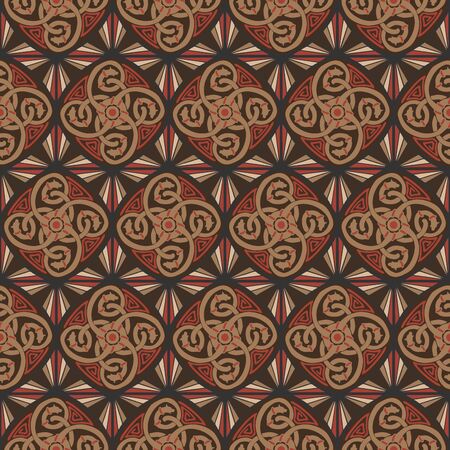 Viking dragon tribal tattoo design for Seamless pattern vector with red brown urban color tone backgroundのイラスト素材