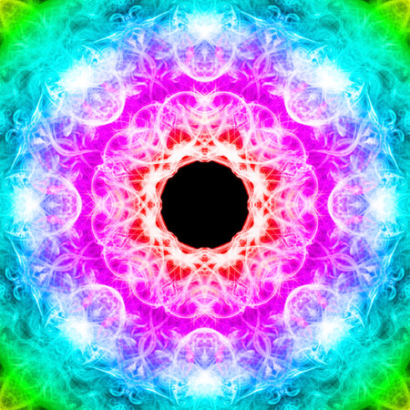 Abstract smoke art in mandala shape.
The art of abstract smoke has been designed by applying photographs of incense smoke to make mandala shapes. White or black background.の写真素材