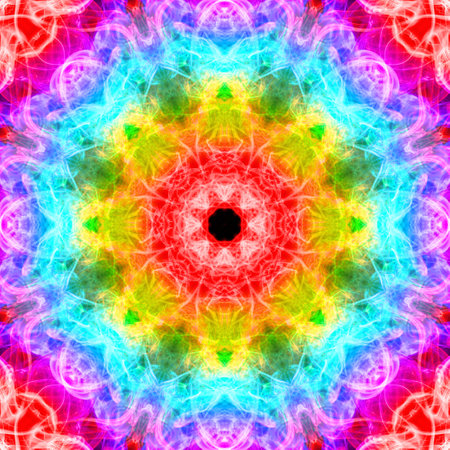 Abstract smoke art in mandala shape.
The art of abstract smoke has been designed by applying photographs of incense smoke to make mandala shapes. White or black background.の写真素材