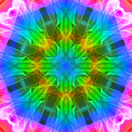 Abstract smoke art in mandala shape.
The art of abstract smoke has been designed by applying photographs of incense smoke to make mandala shapes. White or black background.の写真素材