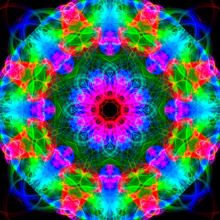 Abstract smoke art in mandala shape.
The art of abstract smoke has been designed by applying photographs of incense smoke to make mandala shapes. White or black background.の写真素材