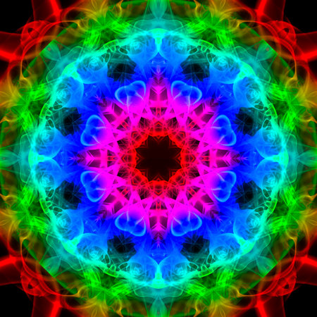 Abstract smoke art in mandala shape.
The art of abstract smoke has been designed by applying photographs of incense smoke to make mandala shapes. White or black background.の写真素材