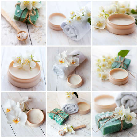 Collage  with spa  settingSpa theme collage composed of a few imagesの写真素材