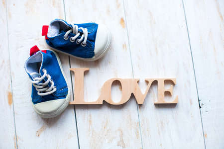top view fashion trendy look of baby clothes. Love fashion concept. Love fashion conceptの写真素材