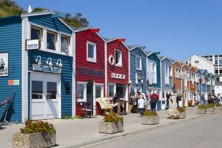 Fishing huts on Helgoland at a sunny dayのeditorial素材