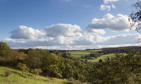 View of the Siegtal in the autumnの写真素材