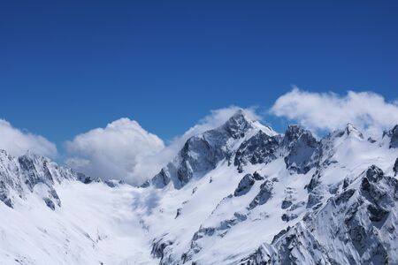 beautiful mountain peaks with snow in the Caucasusの写真素材