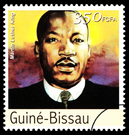 REPUBLIC OF GUINEA-BISSAU - CIRCA 2000: A postage stamp printed in the Republic of Guinea-Bissau showing Martin Luther King, circa 2000のeditorial素材
