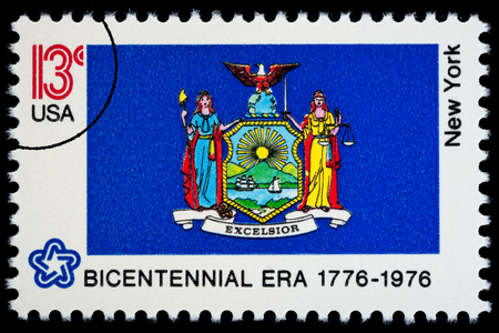 UNITED STATES AMERICA - CIRCA 1976: A postage stamp printed in the USA for the bicentennial, circa 1976のeditorial素材