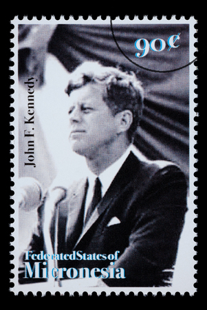 FEDERATED STATES MICRONESIA - CIRCA 1990: A postage stamp printed in FSM showing John F. Kennedy, circa 1990のeditorial素材