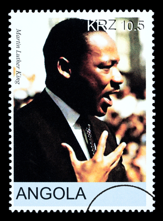 ANGOLA - CIRCA 2005: A postage stamp printed in Angola showing Martin Luther King, circa 2005のeditorial素材