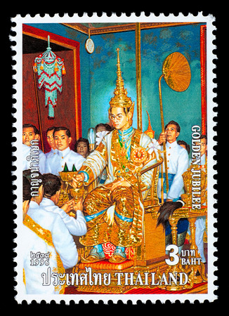 Thailand - Circa 1996: A Thai postage stamp printed in Thailand depicting his majesty the king of Thailandのeditorial素材