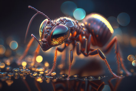Macro photography of an ant with nice bokehの素材
