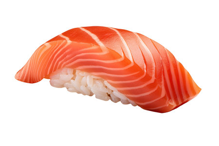 Salmon sushi nigiri isolated on PNG transparent backgroundの素材