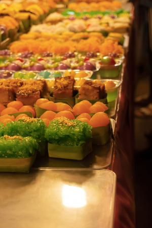 Thai sweets Placed on the table Inside the dessert shop, Thai Street Foodの写真素材