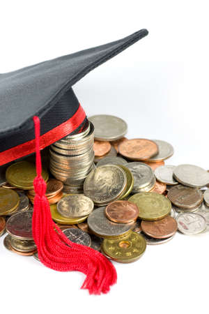Education fund -- Graduation cap & coinsの写真素材