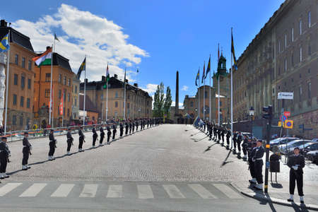 Stockholm, SWEDEN - May 31, 2015: Daughter to Uppsala University exchange student View to the travel city and scenic reflecting in the beauty in Stockholm, Sweden..のeditorial素材