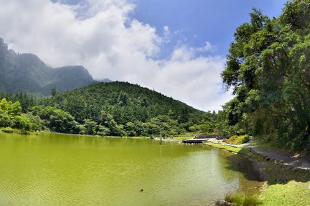 Beautiful Clear Lake in Ilan city, Taiwanの写真素材
