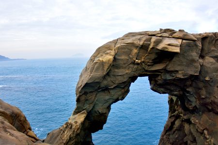 The Elephant nose weathering rocks, Shen-ao fishing port on Taipei, Taiwan.Photo taken on: February 4,2017のeditorial素材