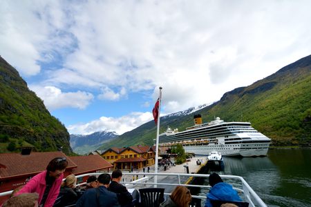 View of the The flom, Norwegian-Travel live in a log cabin in Norway Flom village Photo taken on:. June 7 & 8, 2015のeditorial素材
